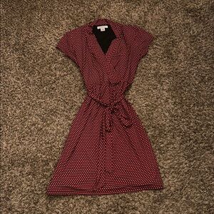 Liz Claiborne Red Wrap Midi Dress Scoop Neck